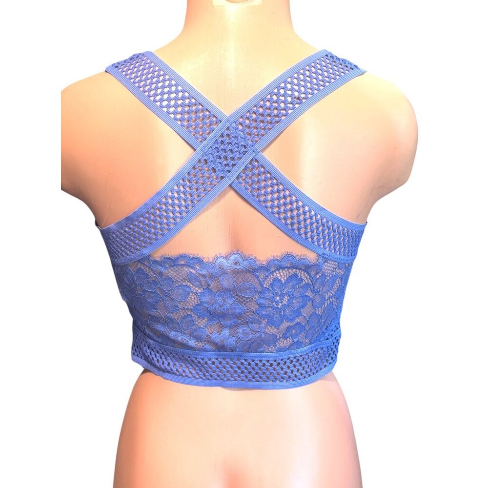 Free People Blue Sitting Pretty Lace Brami Bralette Medium Bra - Picture 2 of 10